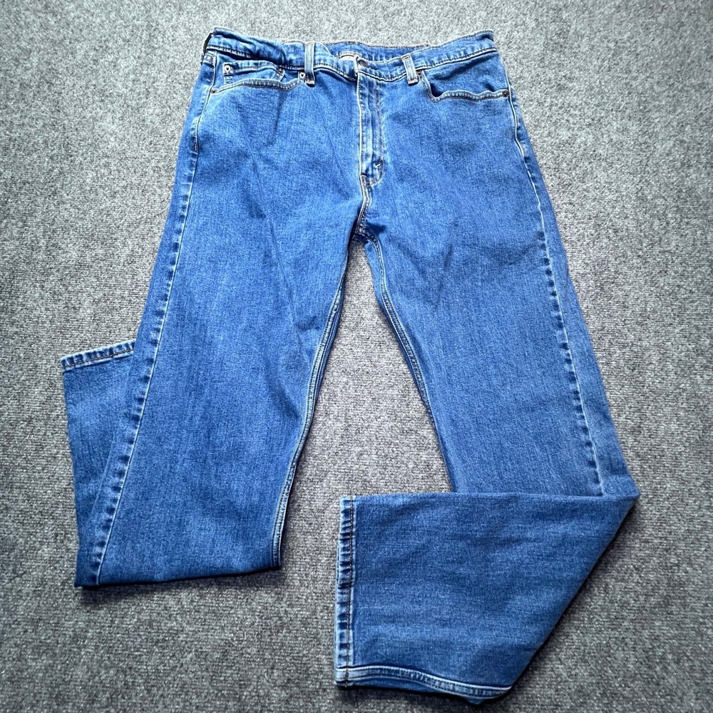 Levis 505 Regular Fit Straight Leg Jeans Mens 38x34 Medium Wash Blue 00505-1454